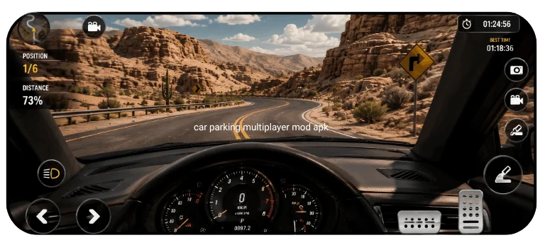 Long-distance driving with unlimited fuel in Car Parking Multiplayer MOD APK