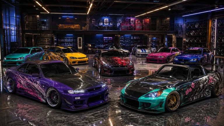 Customized Car Parking Multiplayer vehicles with unique paint jobs vinyls and body kits